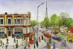 The White Swan and Crystal Palace Parade (line & watercolour)