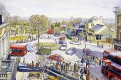 Crystal Palace roundabout, parade and the White Swan (ink & watercolour)